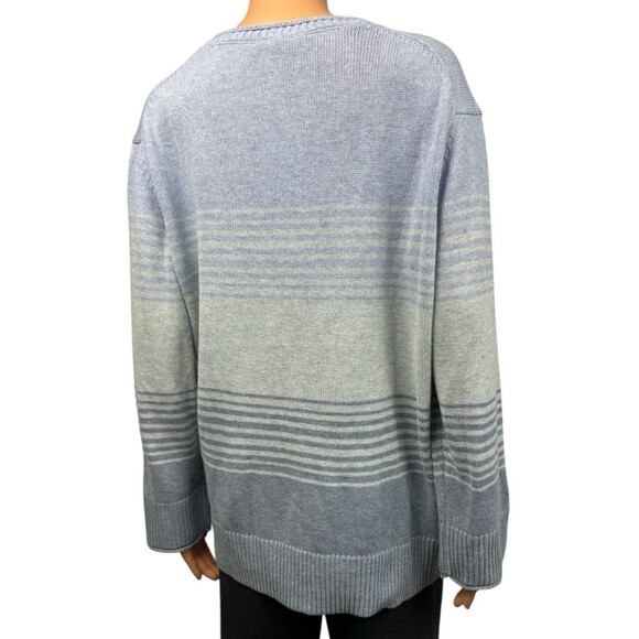 Ella Moss Sweater Blue Knit Striped Casual Blouse Shirt Winter Womens Size XL - Picture 4 of 10